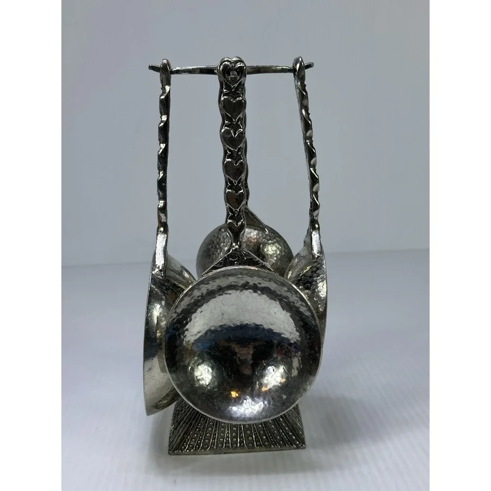 Tin Woodsman TW Crosby & Taylor Vintage Pewter Measuring Spoons on Standing Rack